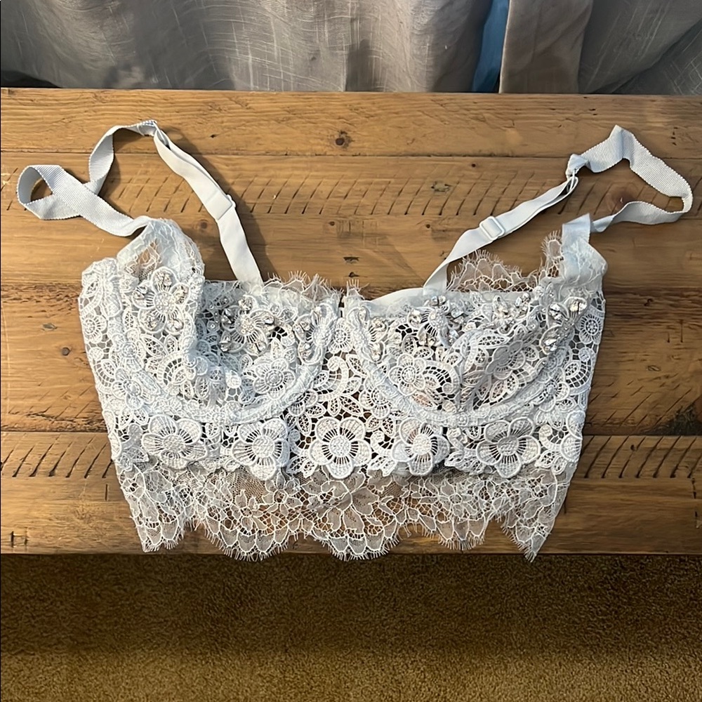 Elegant Lace Bralette in baby blue